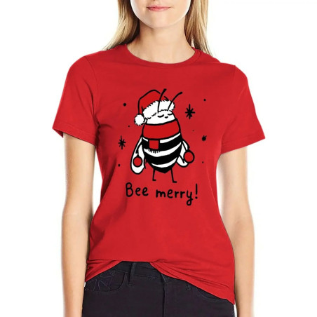 Bienen T-Shirt Damen "Bee Merry!" | Lustiges Weihnachts-Shirt