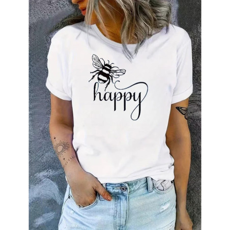 Bienen T-Shirt "Bee Happy" | Lässige & Natürliche Mode