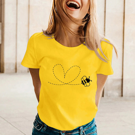 T-shirt Abeille Demme imprimé "Abeille Volante" couleur jaune