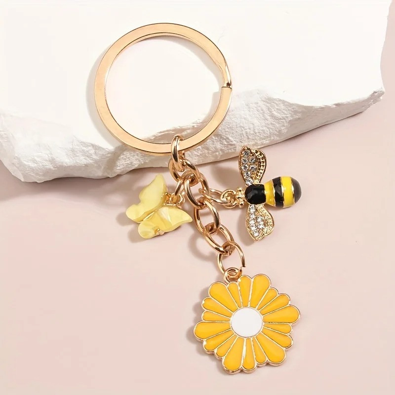 Schlüsselanhänger Biene & Schmetterling | Süße Geschenkidee