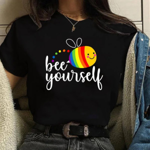 Bienen Shirt Damen "Bee Yourself" | Süßes Regenbogen-Design