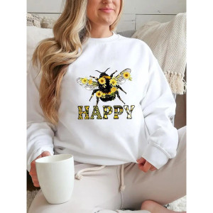 Bienen Sweatshirt für Damen 'Bee Happy' | Süße Geschenkidee