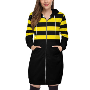 Langer "Buzz-Streifen" Hoodie – Süßer Bienen-Look für Damen