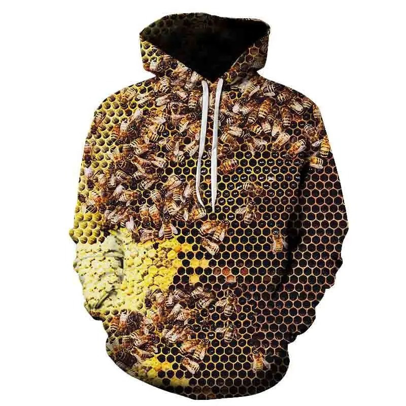 Bienen-Hoodie "Erwachen des Bienenstocks" mit 3D-Druck