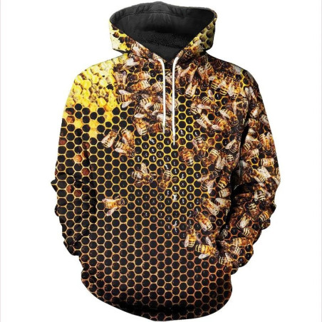 Bienen-Hoodie "Mystischer Schwarm" | Kapuzenpullover 3D-Druck