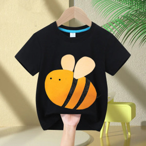 T-shirt Abeilles multicolores pour filles et garçons couleur noir