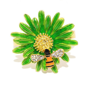 Serviettenringe Biene & Blume | 4er-Set für elegante Tischdeko