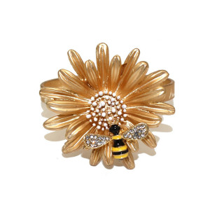 Serviettenringe Biene & Blume | 4er-Set für elegante Tischdeko