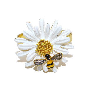 Serviettenringe Biene & Blume | 4er-Set für elegante Tischdeko