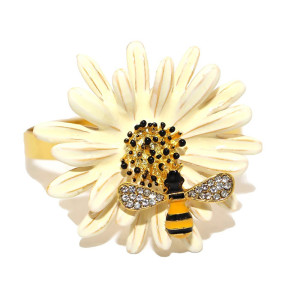 Serviettenringe Biene & Blume | 4er-Set für elegante Tischdeko