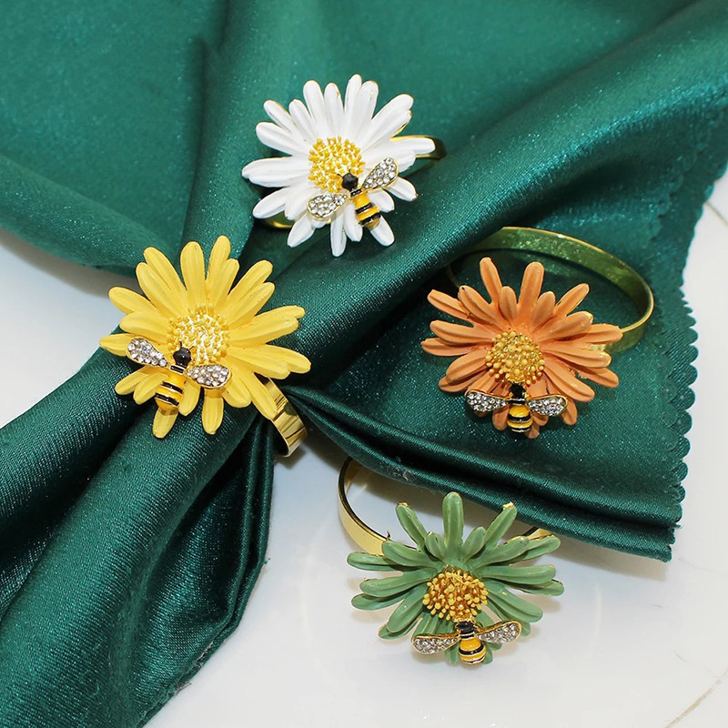 Serviettenringe Biene & Blume | 4er-Set für elegante Tischdeko