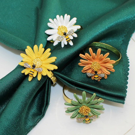 Serviettenringe Biene & Blume | 4er-Set für elegante Tischdeko
