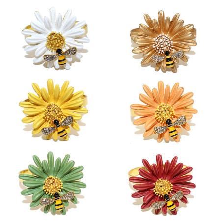 Serviettenringe Biene & Blume | 4er-Set für elegante Tischdeko