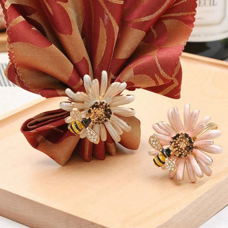 Serviettenringe Biene & Gänseblümchen | 8er-Set – Elegant