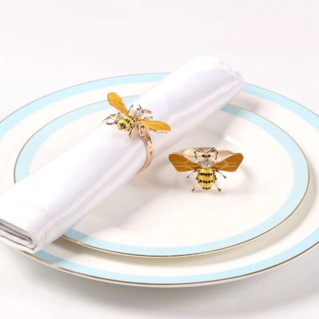 Serviettenringe Biene Gold & Kristall | 6er-Set für Eleganz