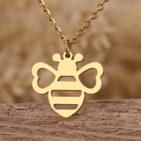 Bienen Halskette "Natürlicher Glanz" – Edelstahl in Gold/Silber