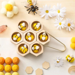 Montessori Bienenspiel aus Holz - Feinmotorik & Koordination