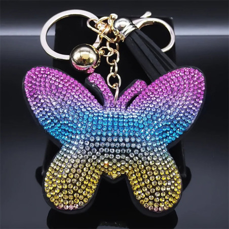Süßer Schmetterling Schlüsselanhänger Regenbogen mit Pompon 🌈