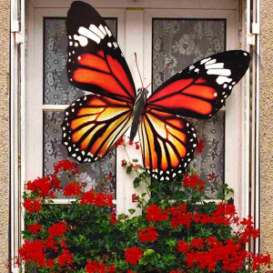 Sticker Papillon Bleu et Noir 14x11cm - Décoration Mystique en PVC