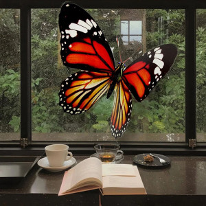 Sticker Papillon Bleu et Noir 14x11cm - Décoration Mystique en PVC