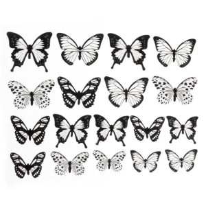 3D Schmetterling Wandsticker Schwarz & Weiß | 18er-Set Deko