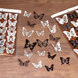 3D Schmetterling Wandsticker Schwarz & Weiß | 18er-Set Deko
