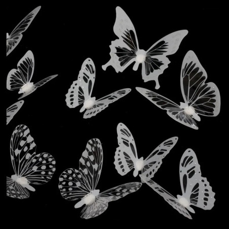 3D Schmetterling Wandsticker Schwarz & Weiß | 18er-Set Deko