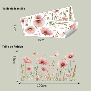 Vinyl-Wandtattoo mit Blume & Libelle | Aufkleber | 1001bees