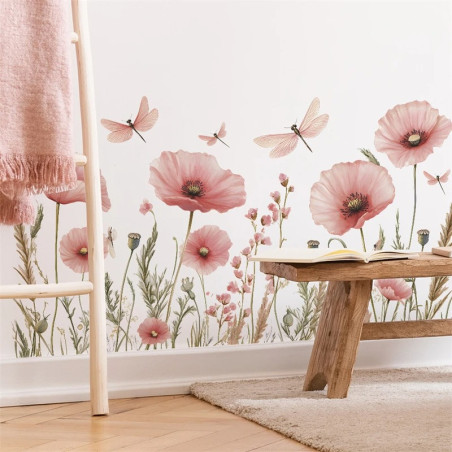 Vinyl-Wandtattoo mit Blume & Libelle | Aufkleber | 1001bees