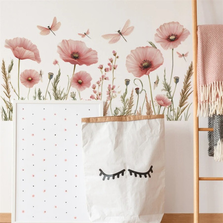 Vinyl-Wandtattoo mit Blume & Libelle | Aufkleber | 1001bees