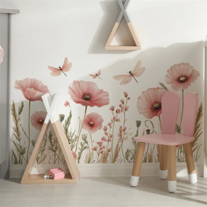 Vinyl-Wandtattoo mit Blume & Libelle | Aufkleber | 1001bees
