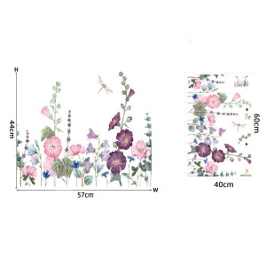 Wandaufkleber Lila Ranken & Libelle - 60x60 cm | 1001bees.com