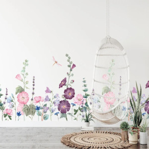Wandaufkleber Lila Ranken & Libelle - 60x60 cm | 1001bees.com