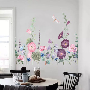 Wandaufkleber Lila Ranken & Libelle - 60x60 cm | 1001bees.com