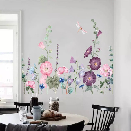 Wandaufkleber Lila Ranken & Libelle - 60x60 cm | 1001bees.com