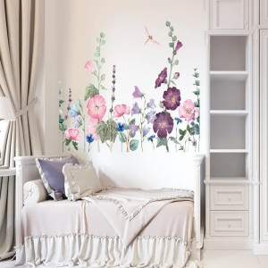 Wandaufkleber Lila Ranken & Libelle - 60x60 cm | 1001bees.com