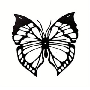 Einzigartiger Schmetterling Aufkleber aus Metall | Schwarz & Weiß