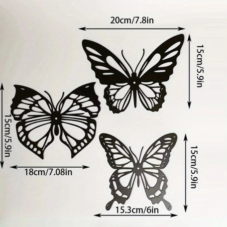 Einzigartiger Schmetterling Aufkleber aus Metall | Schwarz & Weiß