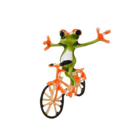 Lustige Frosch-Brosche als Radfahrer | Einzigartiges Geschenk