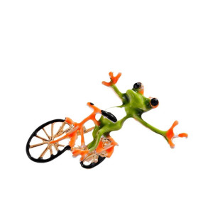 Lustige Frosch-Brosche als Radfahrer | Einzigartiges Geschenk