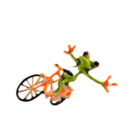 Lustige Frosch-Brosche als Radfahrer | Einzigartiges Geschenk