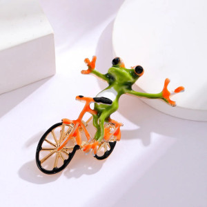 Lustige Frosch-Brosche als Radfahrer | Einzigartiges Geschenk
