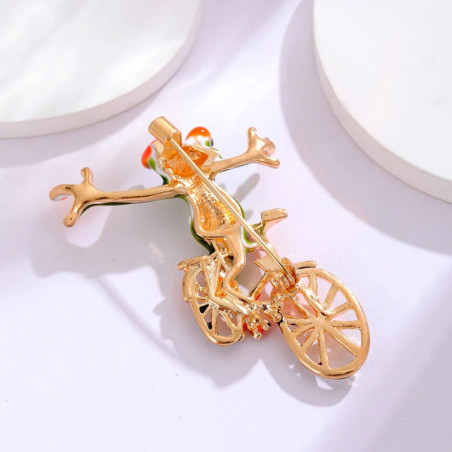 Lustige Frosch-Brosche als Radfahrer | Einzigartiges Geschenk