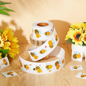 Rolle mit 500 lustigen Bienen-Aufklebern | Süße Sticker