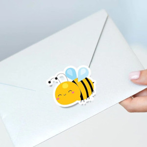 Rolle mit 500 lustigen Bienen-Aufklebern | Süße Sticker