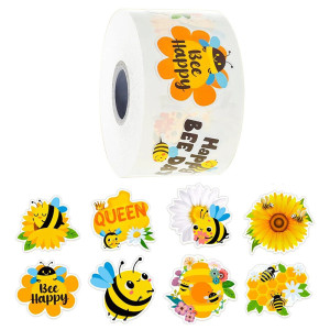 Rolle mit 500 Bienen-Aufklebern | Sticker für Imker & DIY