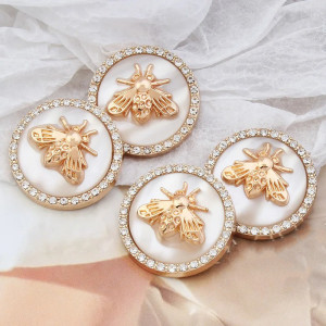 Kaiserlicher Bienenknopf | 6er-Set elegante Knöpfe mit Strass