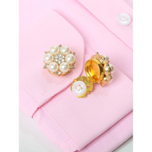 Blumen Knopf-Cover 'Perlen-Eleganz' | Schickes Accessoire