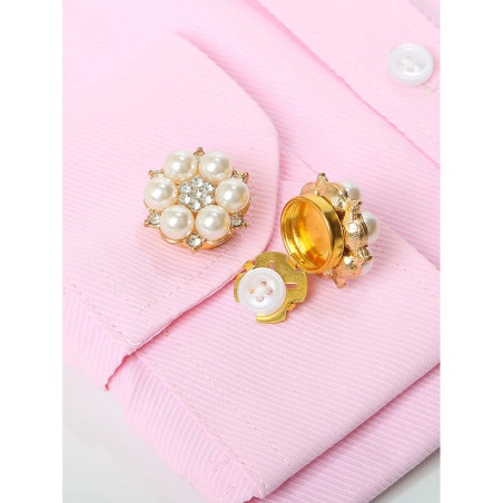Blumen Knopf-Cover 'Perlen-Eleganz' | Schickes Accessoire