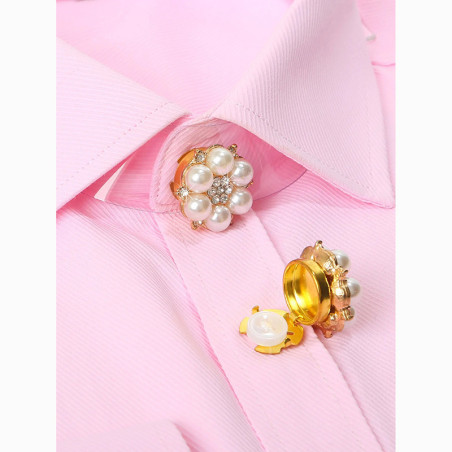 Blumen Knopf-Cover 'Perlen-Eleganz' | Schickes Accessoire